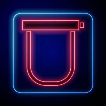 Glowing neon Bicycle lock U shaped industrial icon isolated on black background Ilustración de archivo