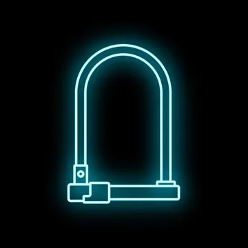 Glowing neon bicycle u lock for security concept Stock Illustration