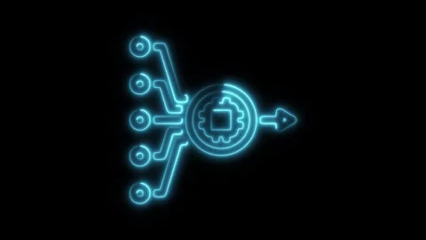 Glowing neon big data icon isolated on black background. HD Video motion gr.. Video stock 304163492