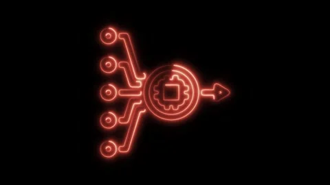 Glowing neon big data icon isolated on black background. HD Video motion gr.. Video stock 304163495