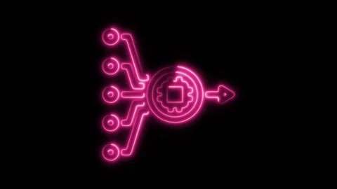 Glowing neon big data icon isolated on black background. HD Video motion gr.. Video stock 304164077