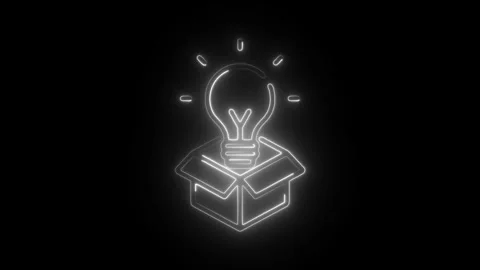 Glowing neon big idea icon isolated on black background. HD Video motion gr.. Stock Footage 304105280