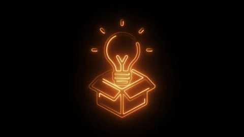 Glowing neon big idea icon isolated on black background. HD Video motion gr.. Vídeos de archivo 304105293