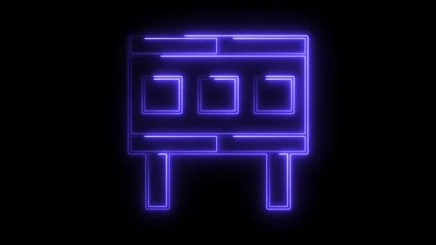 Glowing neon billboard with three square frames on a black background for a.. Stock Footage 308901402