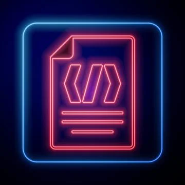 Glowing neon Binary code icon isolated on black background. Vector Stock Illustration