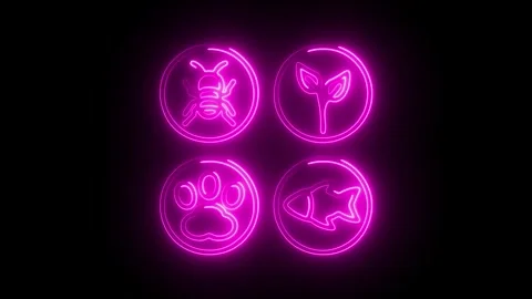 Glowing neon biodiversity icon isolated on black background. HD Video motio.. Stock Footage 314642368
