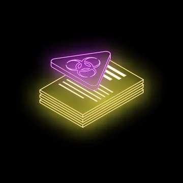 Glowing neon biohazard symbol on documents symbolizing biological contaminati Stock Illustration