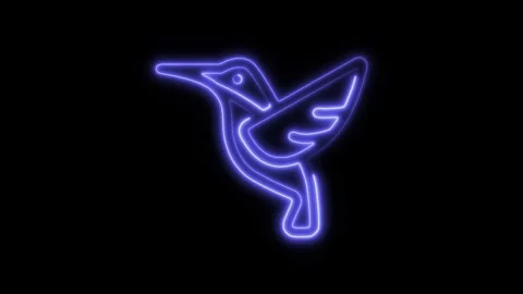 Glowing neon bird icon isolated on black background. HD Video motion graphi.. Stock Footage 304167701