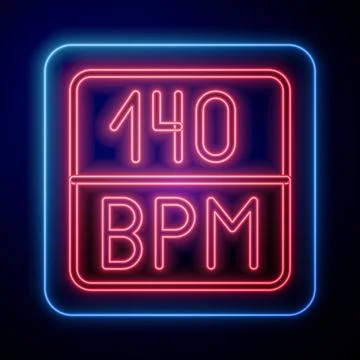 Glowing neon Bitrate icon isolated on black background. Music speed. Sound 스톡 일러스트
