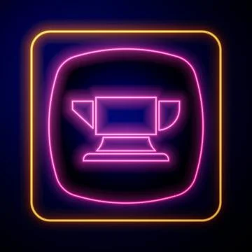Glowing neon Blacksmith anvil tool icon isolated on black background. Metal Ilustración de archivo