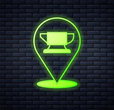 Glowing neon Blacksmith anvil tool icon isolated on brick wall background. Metal Illustrazione stock