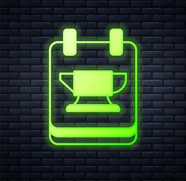 Glowing neon Blacksmith anvil tool icon isolated on brick wall background. .. Stock Illustration