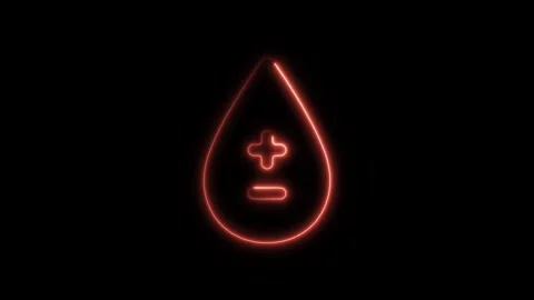 Glowing neon blood-type icon isolated on black background. HD Video motion .. Stock Footage 304157018