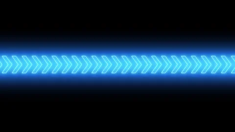 Glowing neon blue arrow motion animation isolated on black background Vídeos de archivo 334130870