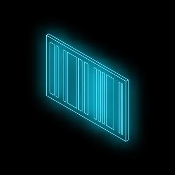 Glowing neon blue barcode on black background representing retail and trackin Stock-Illustration