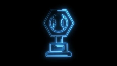 Glowing Neon Blue Baseball Trophy Icon Isolated on Black Background Sports .. Stock Footage 315659556