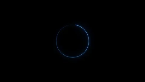 Glowing neon blue circle emits radiant energy in a dark background, creatin.. Stockbeeldmateriaal 337659065