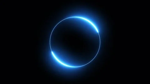Glowing neon blue circle loading animation isolated on black background Stock Footage 321478575