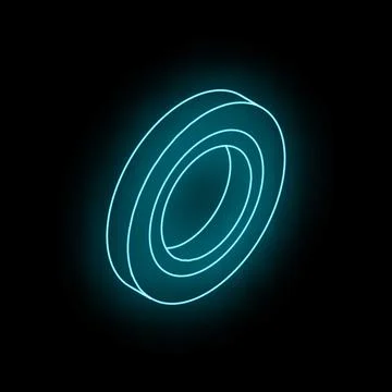 Glowing neon blue circle rotating on black background Stock Illustration