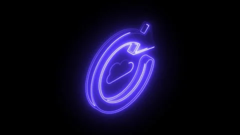 Glowing neon blue circular arrow icon with cloud symbol inside representing.. Stock Footage 314711316