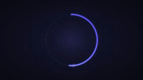 Glowing Neon Blue Circular Loading Progress Bar on Dark Tech Background Stock Footage 332935427