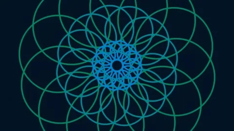 Glowing neon blue digital mandala pattern illustrating cosmic sacred geomet.. Stock Footage 341059281