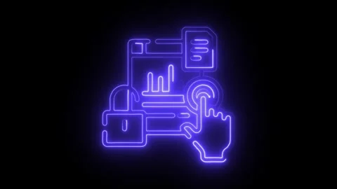 Glowing Neon Blue Digital Security Icon Unlocked Padlock Data Analytics Cha.. Stock Footage 314714126