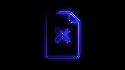 Glowing Neon Blue File Icon With X Symbol Isolated On Black Background Futu.. Stock Footage 314701217