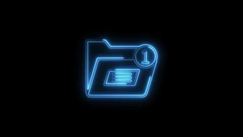 Glowing Neon Blue Folder Icon with Notification Badge Isolated on Black Bac.. Stock Footage 315658302