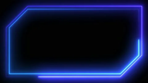 Glowing neon blue frame on an isolated black background. Stock Footage 130562937