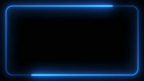Glowing neon blue frame on an isolated black background. Stock Footage 130971037