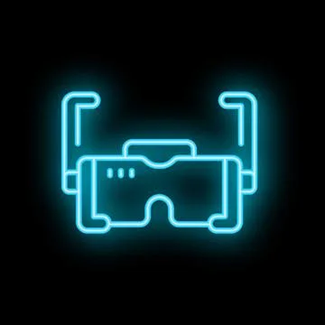 Glowing neon blue icon of a virtual reality gaming headset Stock Illustration