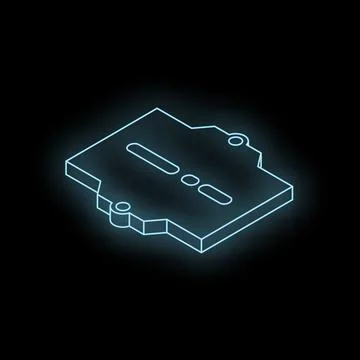 Glowing neon blue isometric microchip on black background イラスト素材