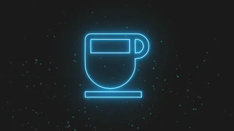 Glowing Neon Blue Line Cup Icon Animation Stock Footage 197375222