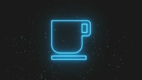 Glowing Neon Blue Line Cup Symbol Animation Stock Footage 197375226