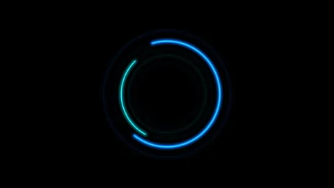 Glowing neon blue loading circle loop HUD interface digital data element Stock Footage 347943953