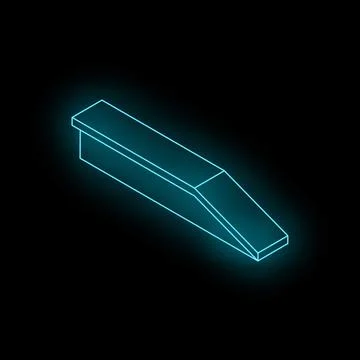Glowing neon blue loading ramp icon on black background Stock Illustration
