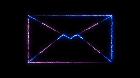 Glowing neon blue message box animation icon. Receive message with conversa.. Stock Footage 331794306