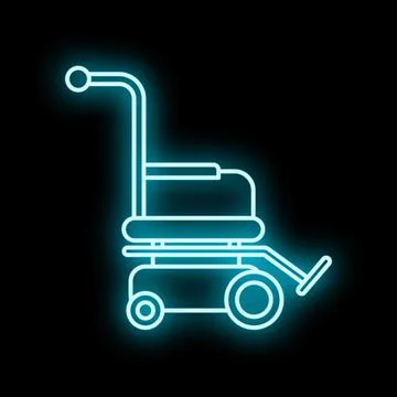 Glowing neon blue mobility aid icon illustration Stock Illustration
