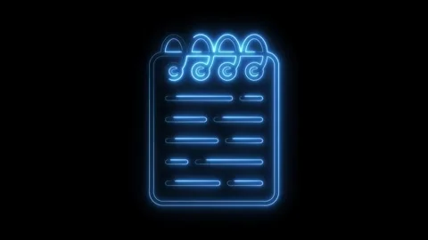 Glowing Neon Blue Notebook Icon Isolated on Black Background Abstract Digit.. Stock Footage 315659018
