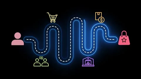 Glowing neon blue outline represent customer experience concept animation. .. Stock-Footage 333994508