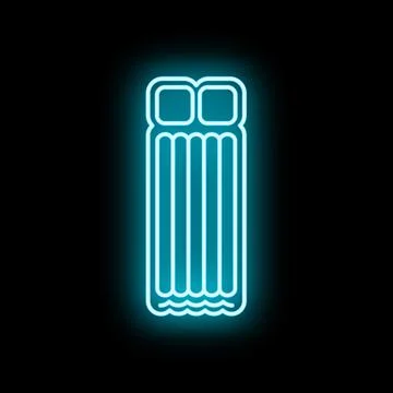 Glowing neon blue pool raft flat icon Stock Illustration