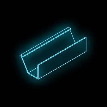 Glowing neon blue rain gutter on a black background Stock Illustration