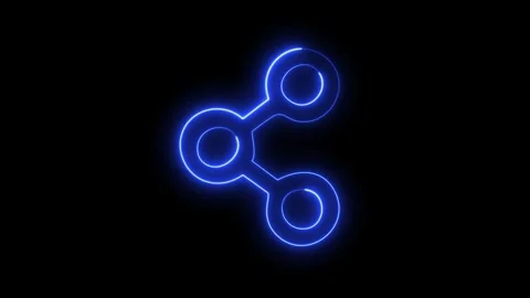 Glowing neon blue share icon animation. Vídeos de archivo 332089892