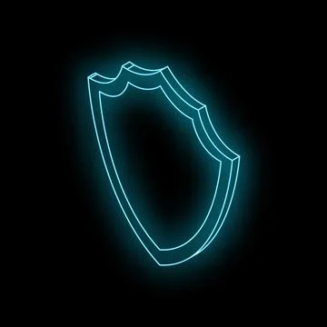 Glowing neon blue shield isometric protection concept Stock Illustration