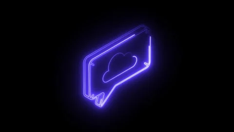 Glowing neon blue speech bubble with cloud icon isolated on black backgroun.. Stock Footage 314711127