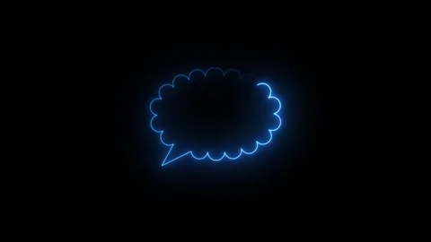 Glowing neon blue speech bubble animation on black background. 4k video Stock Footage 341275851