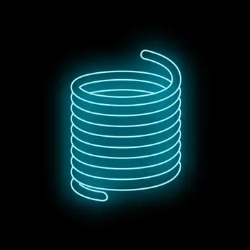 Glowing neon blue spring coil outline illustration Stock Illustration