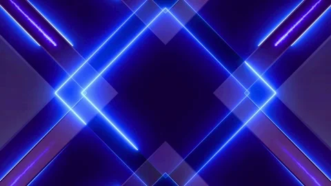 Glowing Neon Blue Square Frames Expanding In Dark Abstract Background Stock Footage 347155211