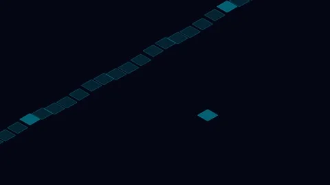 A glowing neon blue square moving along a digital path on a black background Vídeos de archivo 338312076